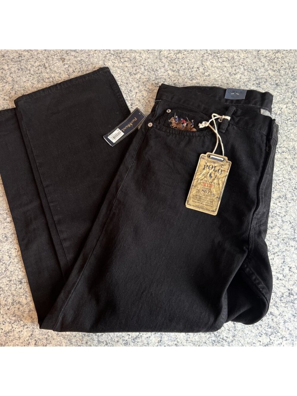 Polo Ralph Lauren Jeans Black Hampton Triple Pony Match 36x30 Classic 867 NWT